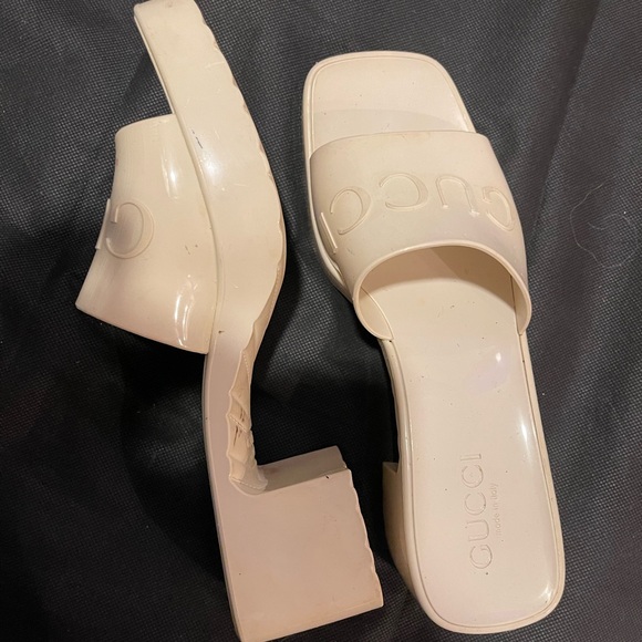 Gucci Shoes - Gucci Women's Cream Platform Mules